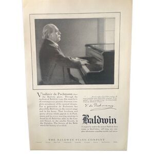 Vintage 1925 Baldwin Piano Vladimir de Pachmann Ad Advertisement